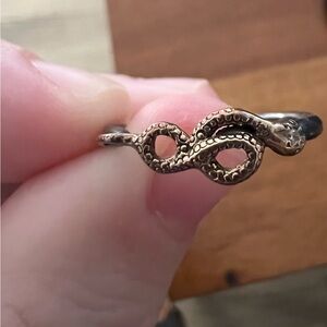 Gold Snake with Diamond Eye Ring Size 8